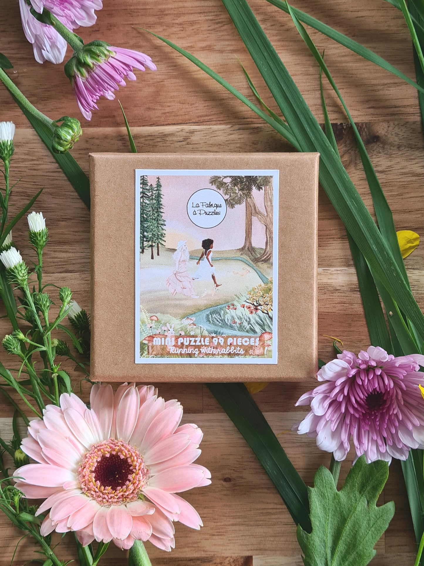 Mini Puzzle 99 pieces "Running with rabbits" by Sassy Rey Designs