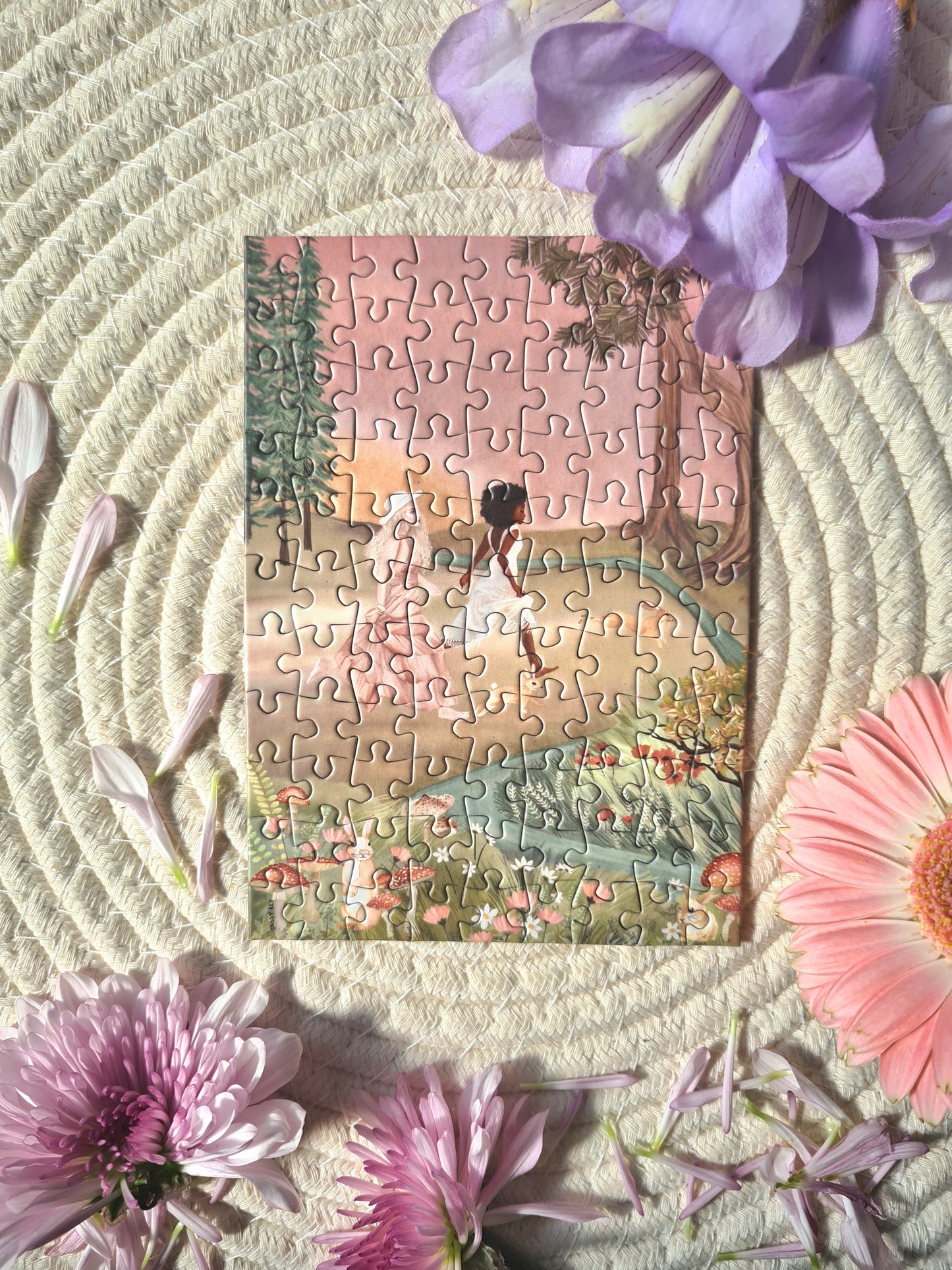 Mini Puzzle 99 pieces "Running with rabbits" by Sassy Rey Designs