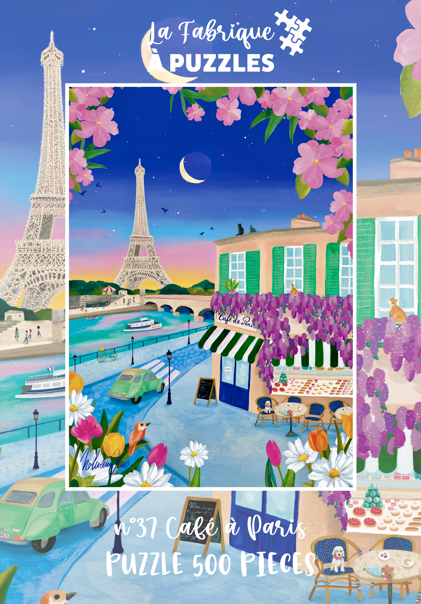 Puzzle n° 37 "Café de Paris" par Nolwenn Studios 500 pièces