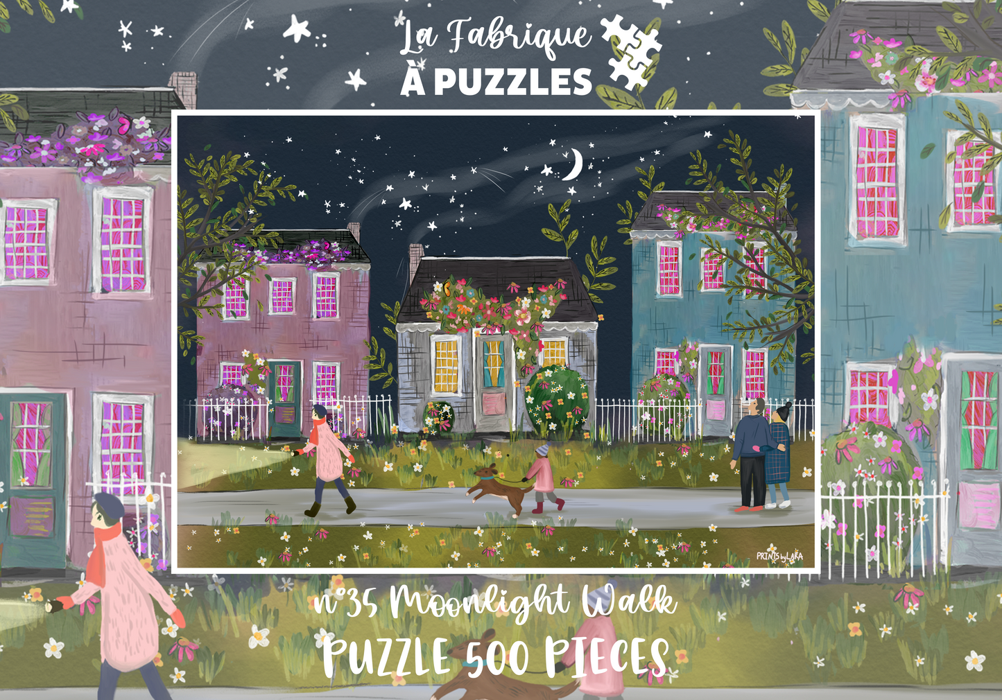 Puzzle n° 35 "Moonlight Walk" par Lara Waghorn (PrintsbyLara) 500 pièces