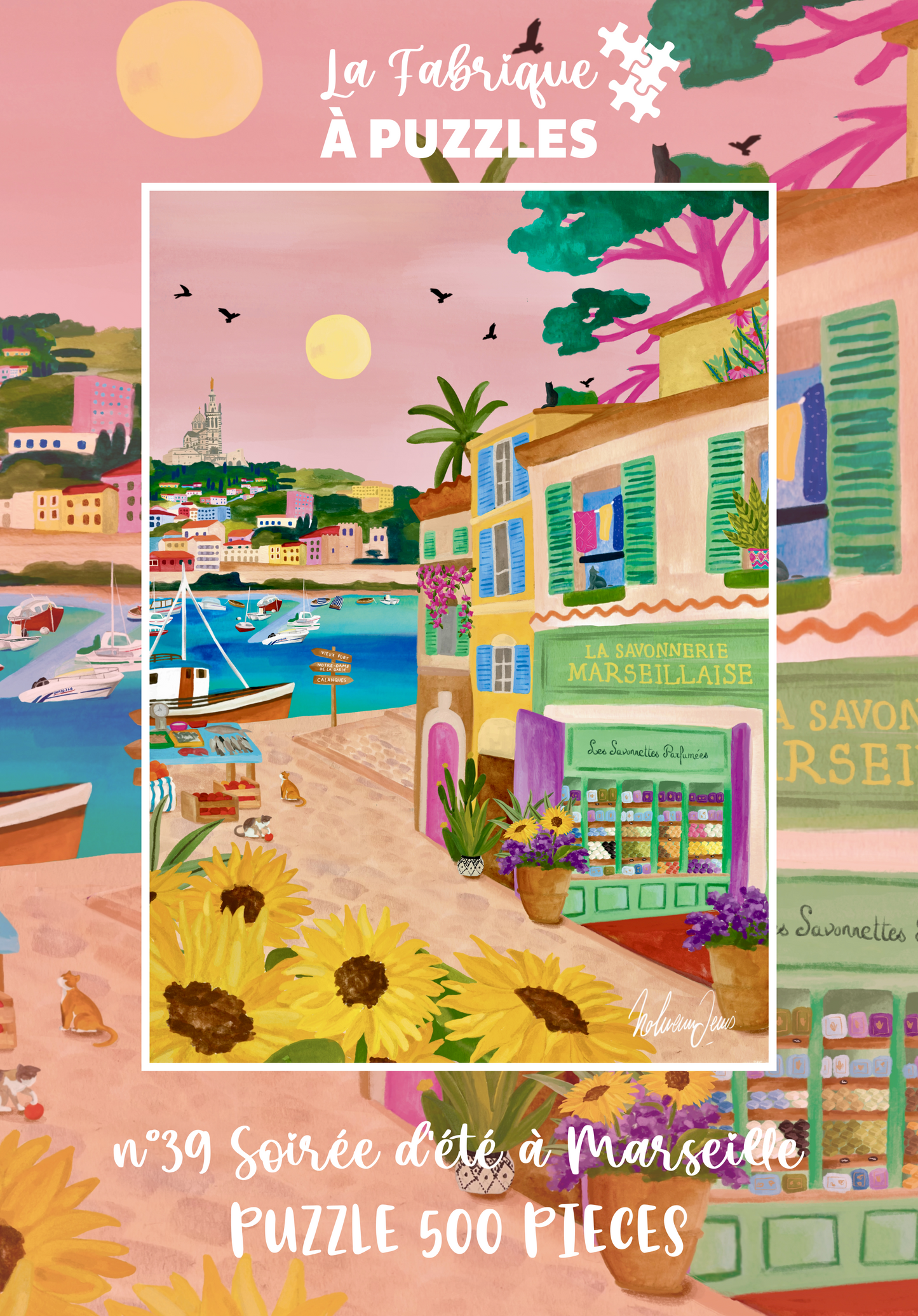 Puzzle n° 39 "Soirée d'été à Marseille" par Nolwenn Studios 500 pièces