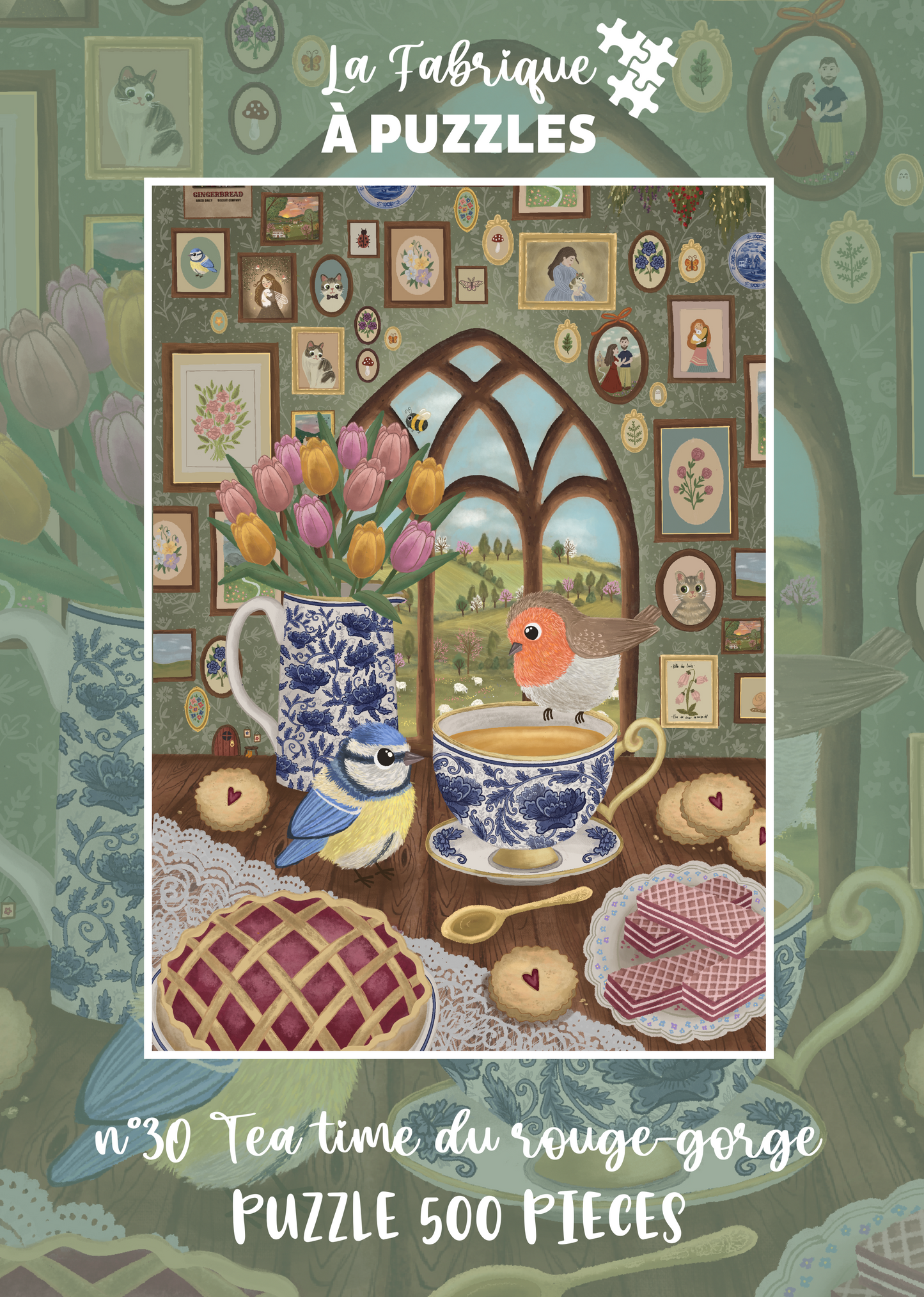 Puzzle n° 30 "Tea Time du rouge-gorge" 500 pièces par Sérénitam