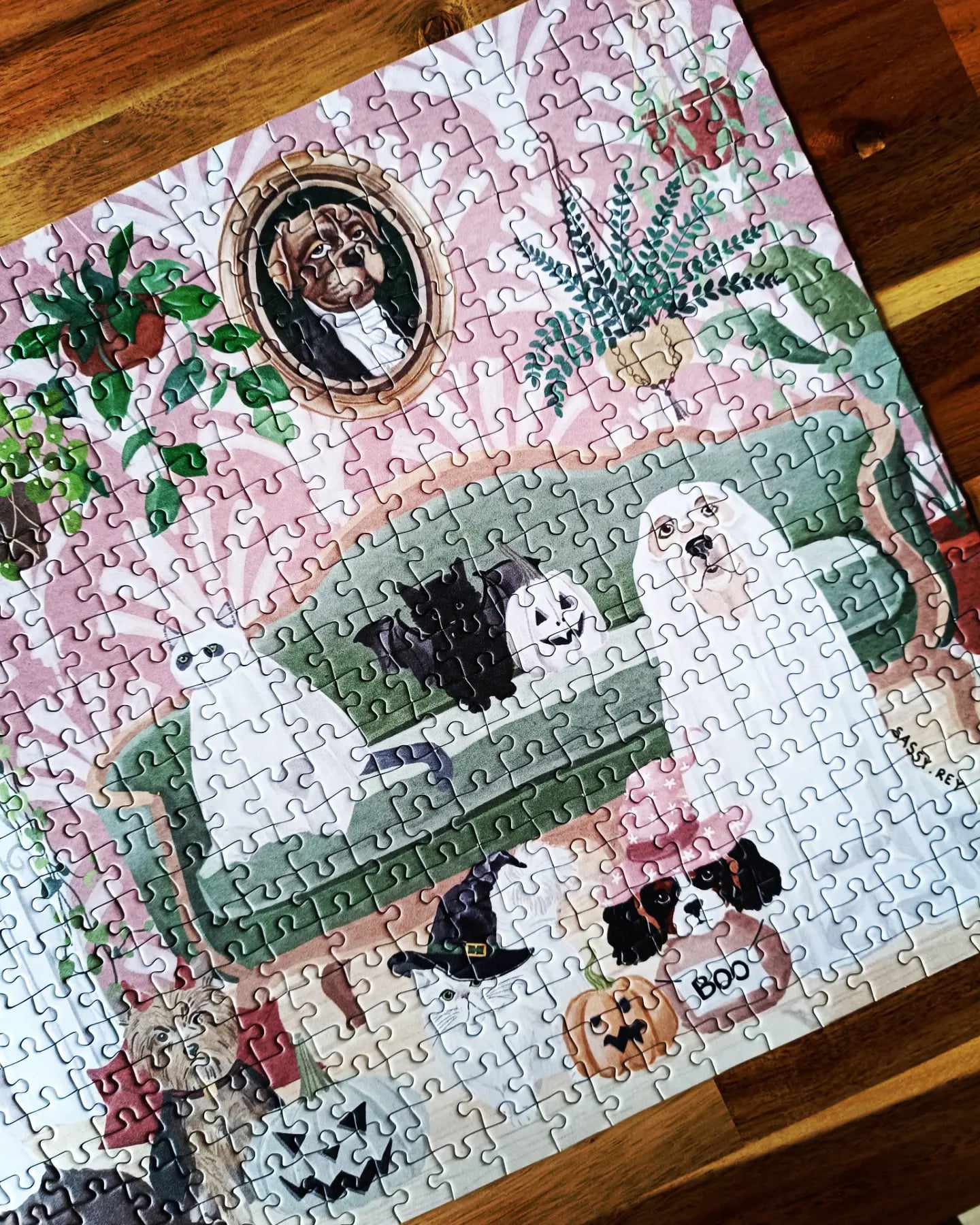 Puzzle n#19 "Halloween pets Party" 500 pieces by Sarah Reyes