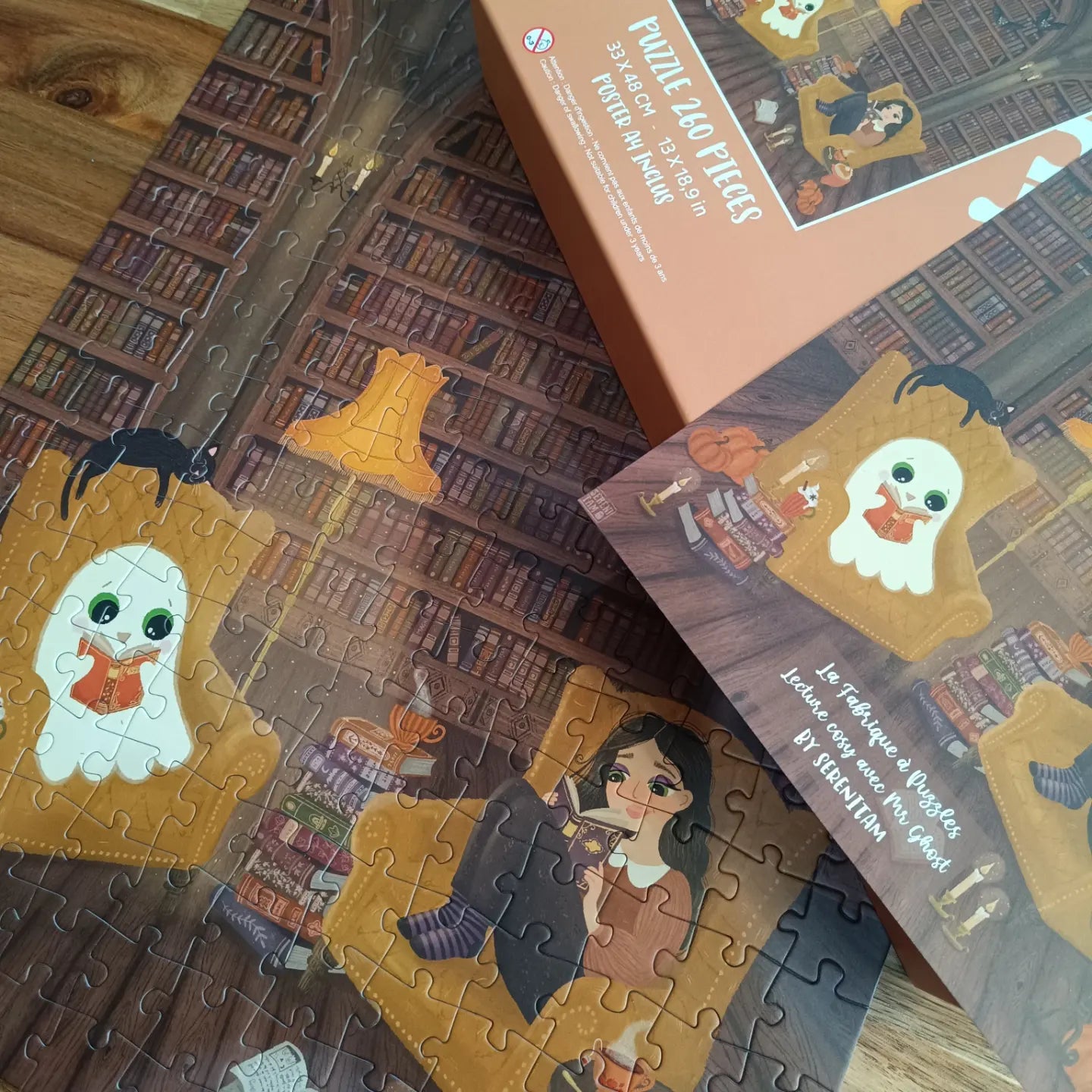 Back in stock beginning of November - Puzzle "Lecture cosy avec Mr Ghost" 260 pieces by Sérénitam