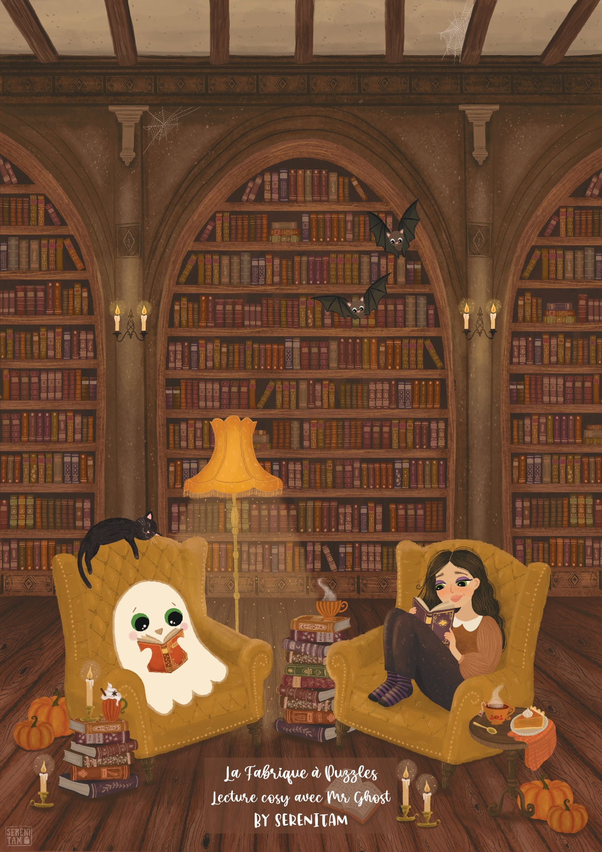 Back in stock beginning of November - Puzzle "Lecture cosy avec Mr Ghost" 260 pieces by Sérénitam