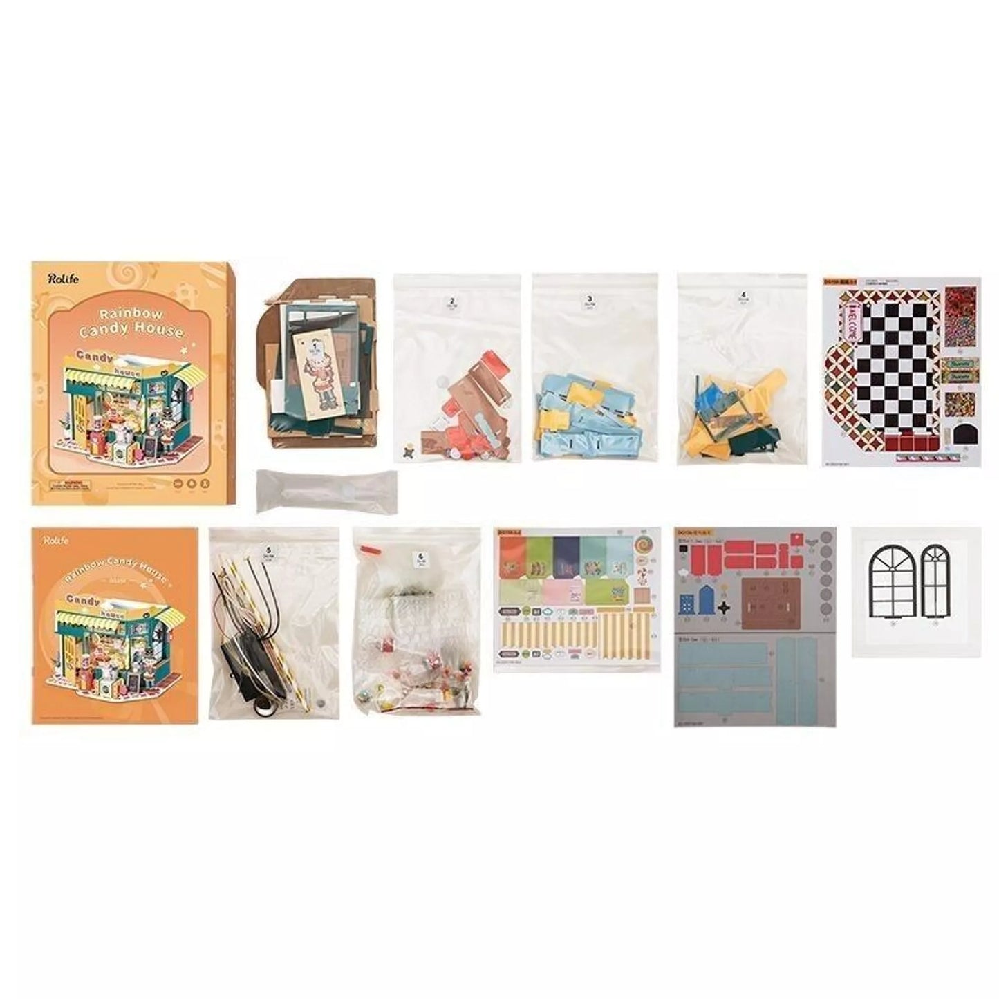 KIT de Maison miniature DIY (Robotime Rolife) - Rainbow Candy House avec éclairage LED