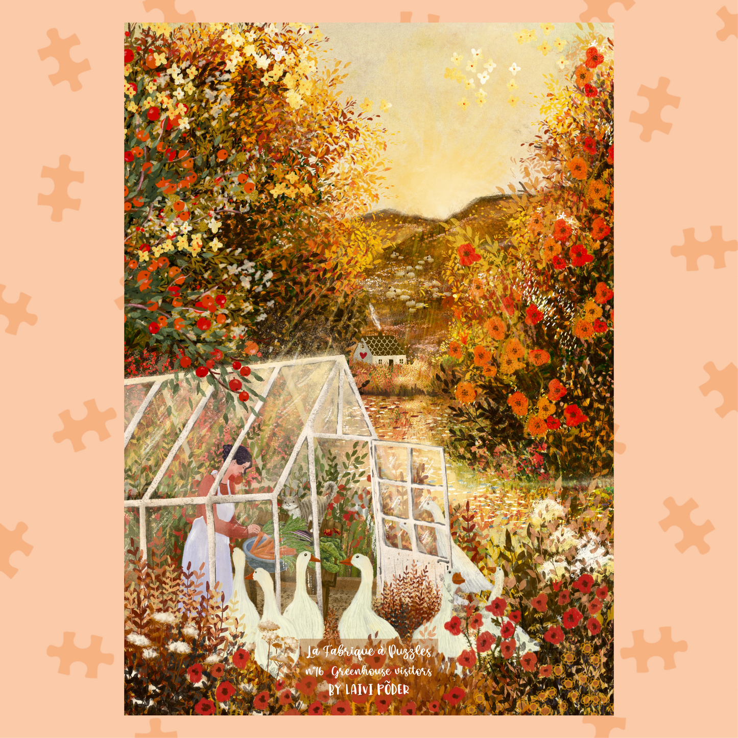 Puzzle n#16 "Greenhouse visitors" 500 pieces by Laivi Põder