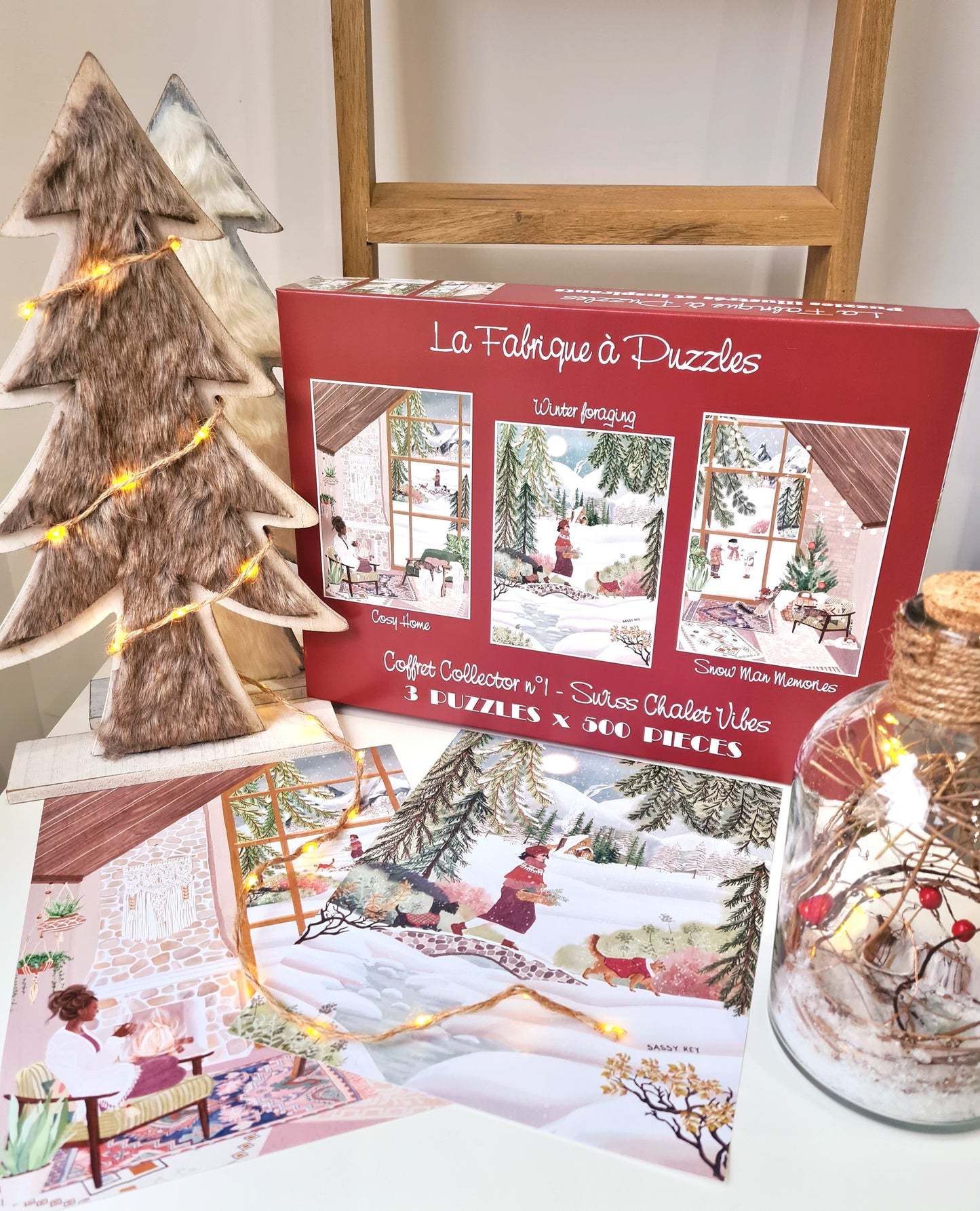 Collector's Puzzles Box n#1 "Swiss Chalet Vibes" 3 puzzles 500 pieces
