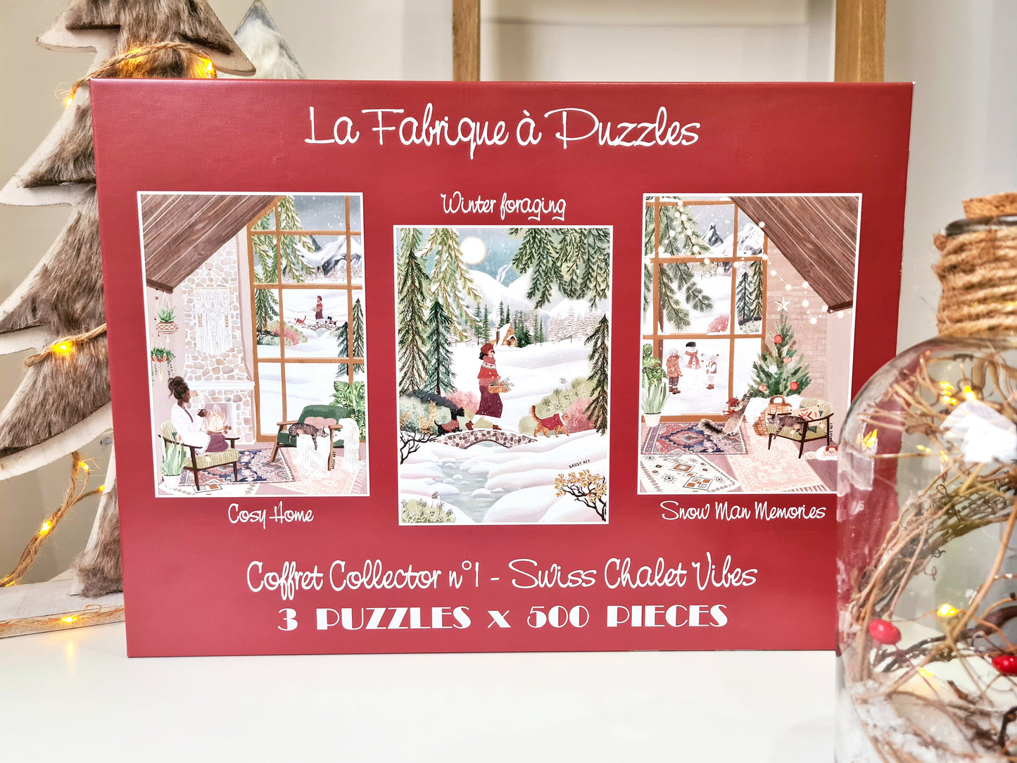 Collector's Puzzles Box n#1 "Swiss Chalet Vibes" 3 puzzles 500 pieces
