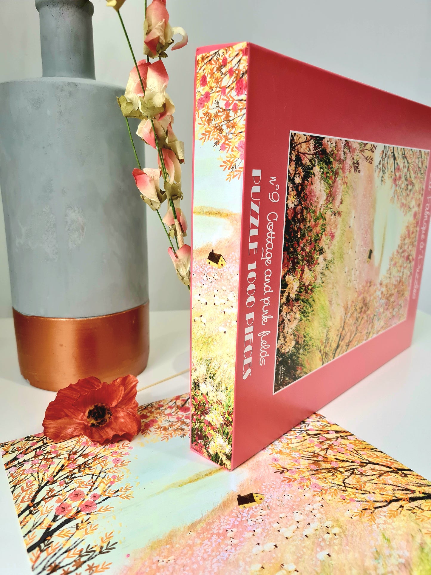 Puzzle n°9 "Cottage and pink fields" 1000 pièces par Laivi Põder