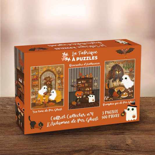 Back in stock beginning of November - Collector's Puzzles Box n#4 "L'Automne de Mr Ghost" 3 puzzles 500 pieces by Sérénitam