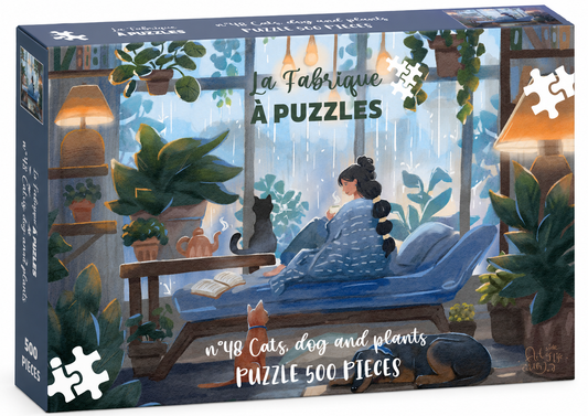 Puzzle illustré 500 pièces "Cats, dog and plants"