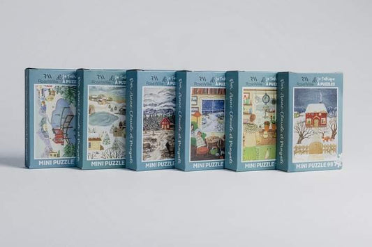 Edition complète Février 2024 - 6 minis puzzles par Les minis de RoseWillie et La Fabrique, 99 pièces
